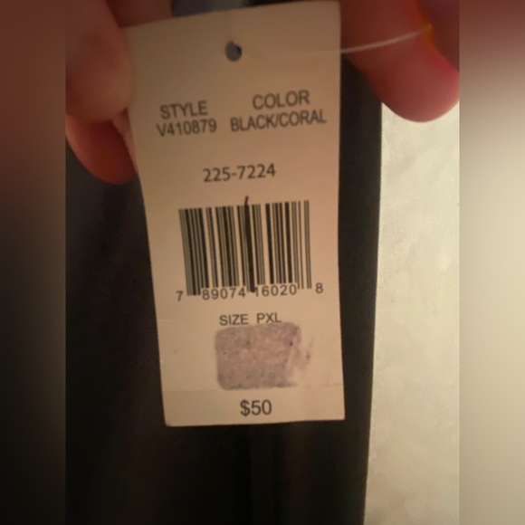 Ronnie Nicole Women’s Black and Coral Sleeveless Dress - Picture 3 of 4